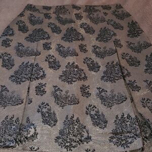 Miu Miu Elegant Silver and Black Patterned Midi Skirt